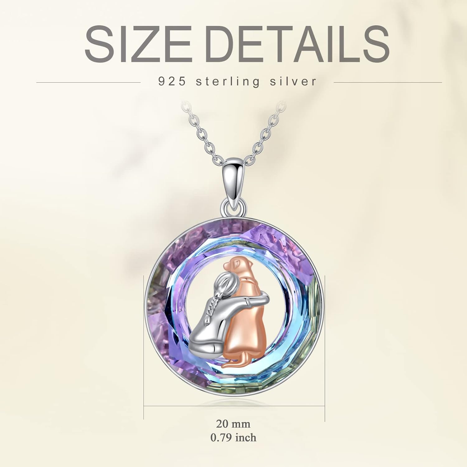 LONAGO Animal Necklace 925 Sterling Silver I Love You Forever Hugging Cat Dog Pendant Necklace for Women Gifts