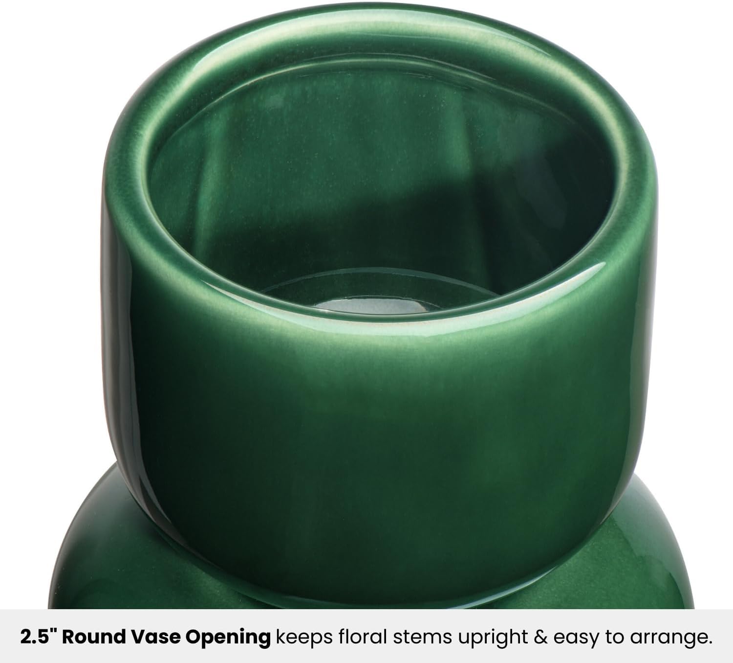 Torre & Tagus 10" Green Ceramic Stacked Bubble Vase for Flowers with Gloss Finish - Modern Sculptural Home Decor Accent, Watertight Decorative Vase for Home Decor, Office, Wedding or Gift (Sintra)