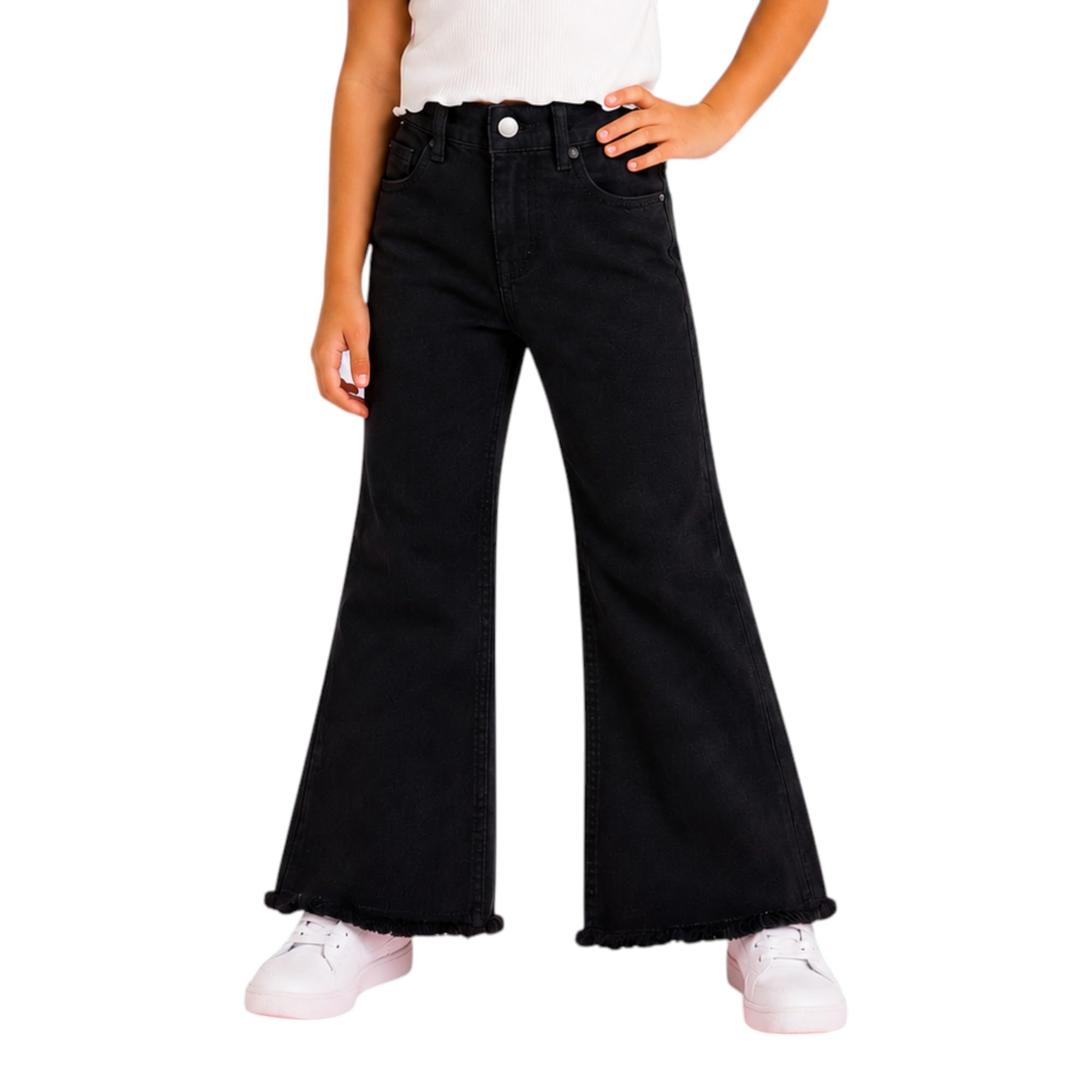 Girls Premium Flared Denim Jeans - Black-picture-41