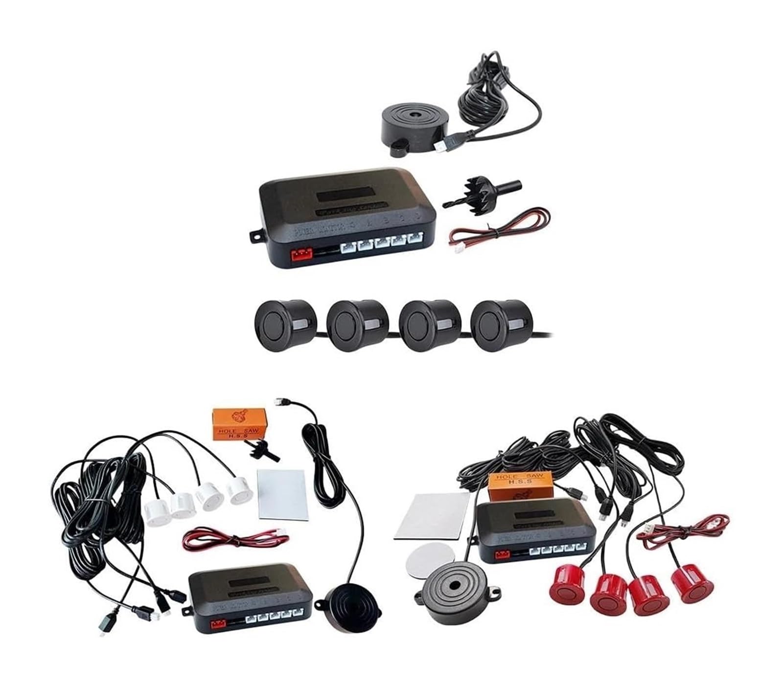 Système De Radar De Recul Kit Capteurs Stationnement pour Radar Recul Arrière 12 V 4 Sondes 22 Mm Alerte Sonore Buzzer Pur pour Véhicule