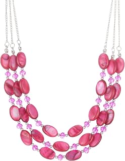 Chunky Layered Beaded Necklaces for Women Multi Strand Statement Necklace Fashion Jewelry Birthday Gifts for Mom