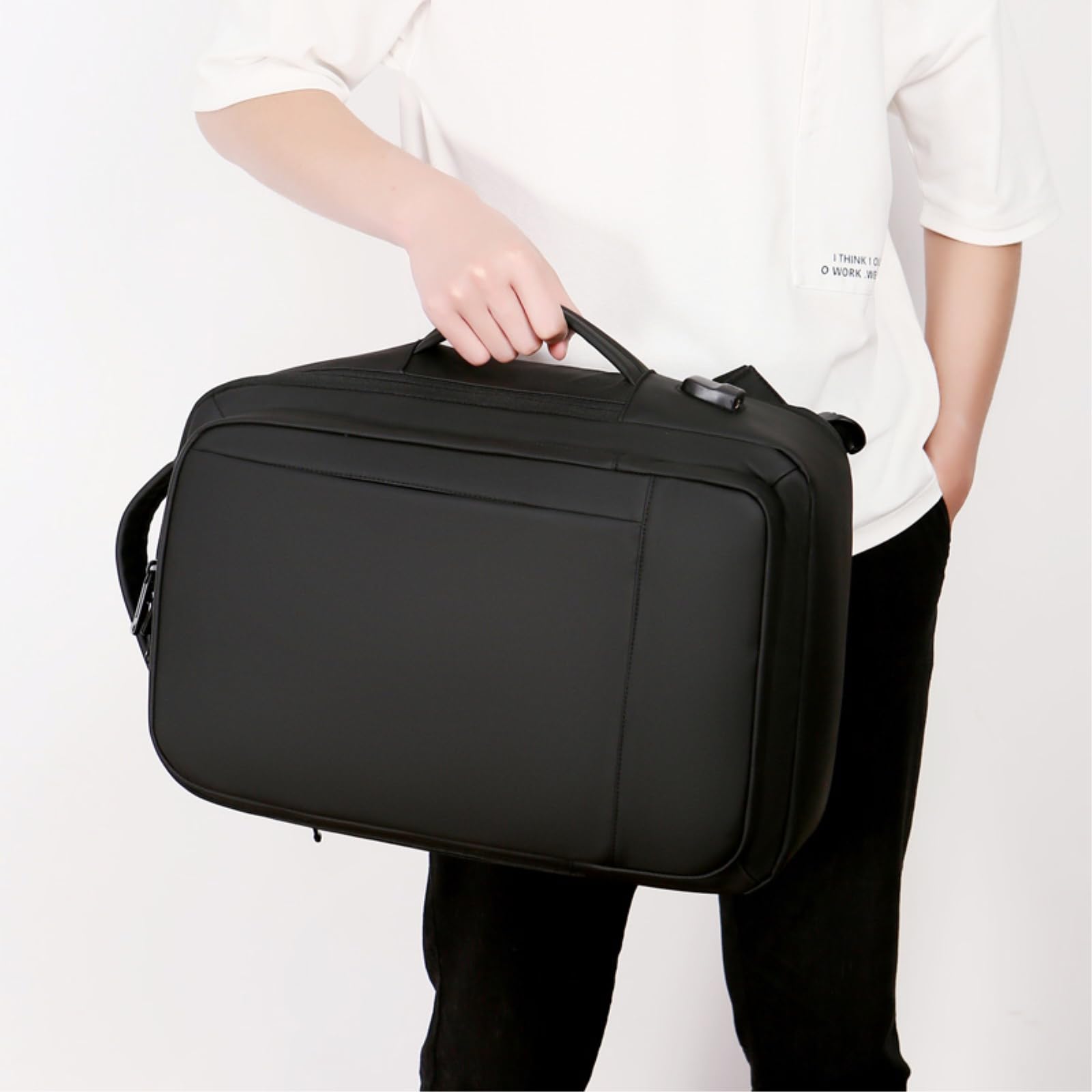 Zaino da Viaggio 1pcs Espandibile, Uomo Casual per Affari, Tessuto Impermeabile, Adatto I Pendolari Giornalieri-Black