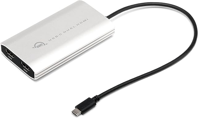 OWC USB-C to Dual HDMI 4K Display Adapter with DISPLAYLINK For Apple M1 Mac or any Mac or PC with USB-C or Thunderbolt