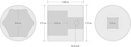 Miniatura 20 de TEKTON SID23025 Dado de impacto profundo de 6 puntos de 1 pulgada impulsor de 1/2 pulgada