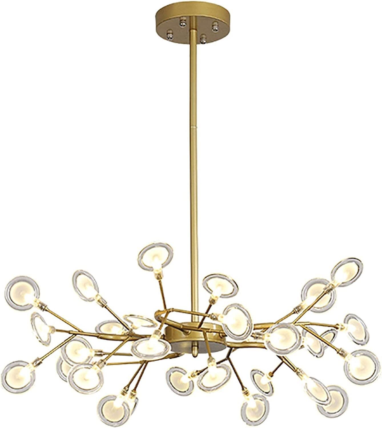 LYMSXAZOU Nordic Style Fireflies Chandeliers Led Branch Pendant Light Adjustable Hanging Lamp Ceiling Fixture with Glass Shade for Living Room Restaurant Loft Bar Farmhouse (Color : White Glass,