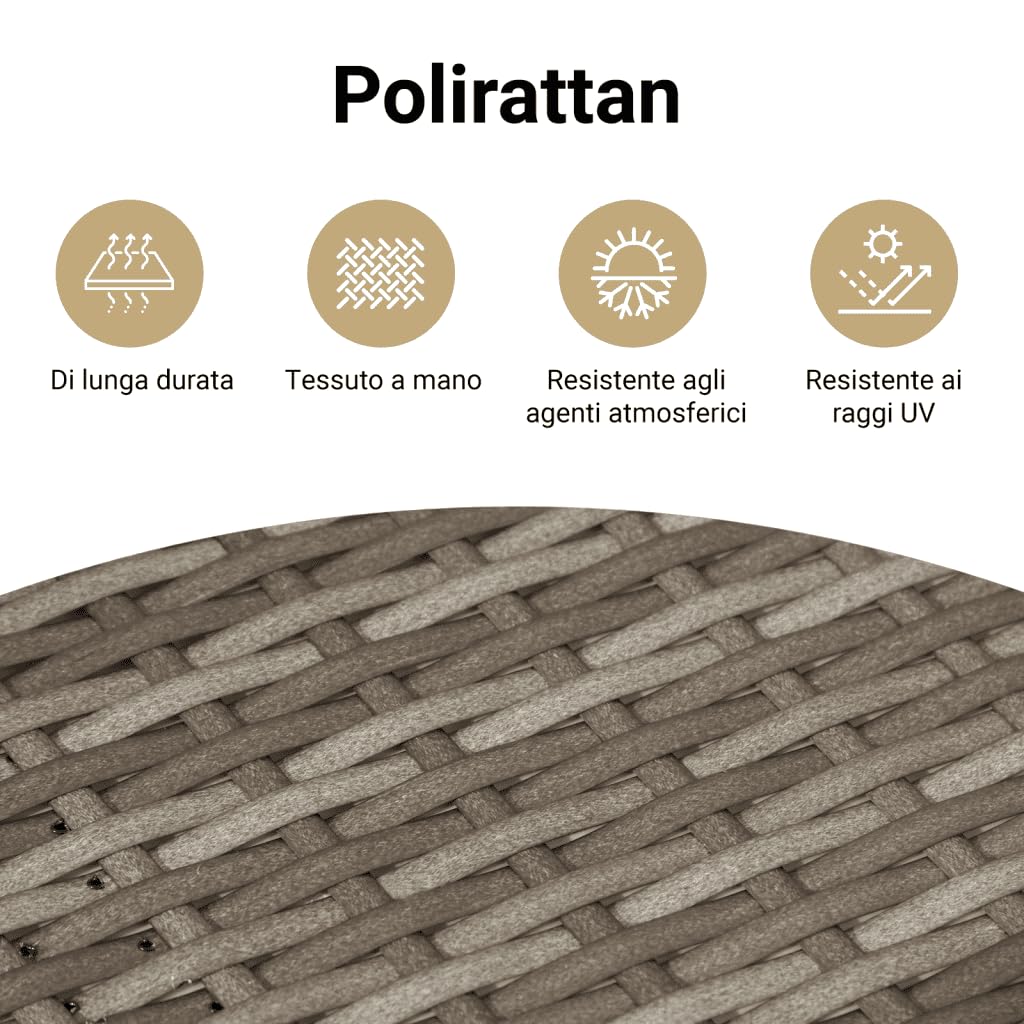 vidaXL Cassapanca con Cuscino Grigia 115x51x52 cm in Polyrattan