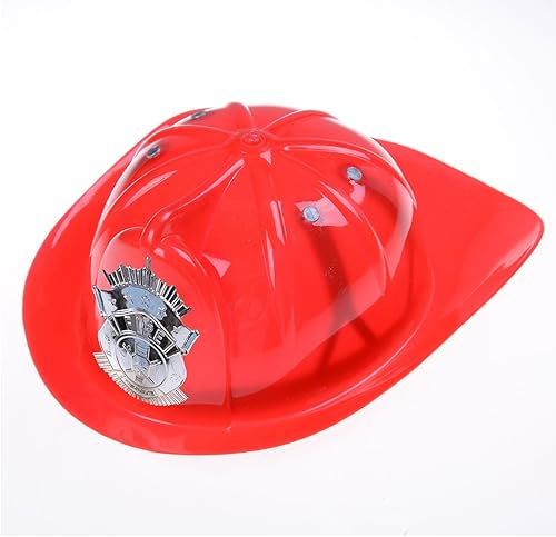 Miniatura 9 de 2 piezas de sombrero de bombero para niños, casco de bombero de plástico duro, disfraz de bombero para niños juego de rol (rojo, amarillo)