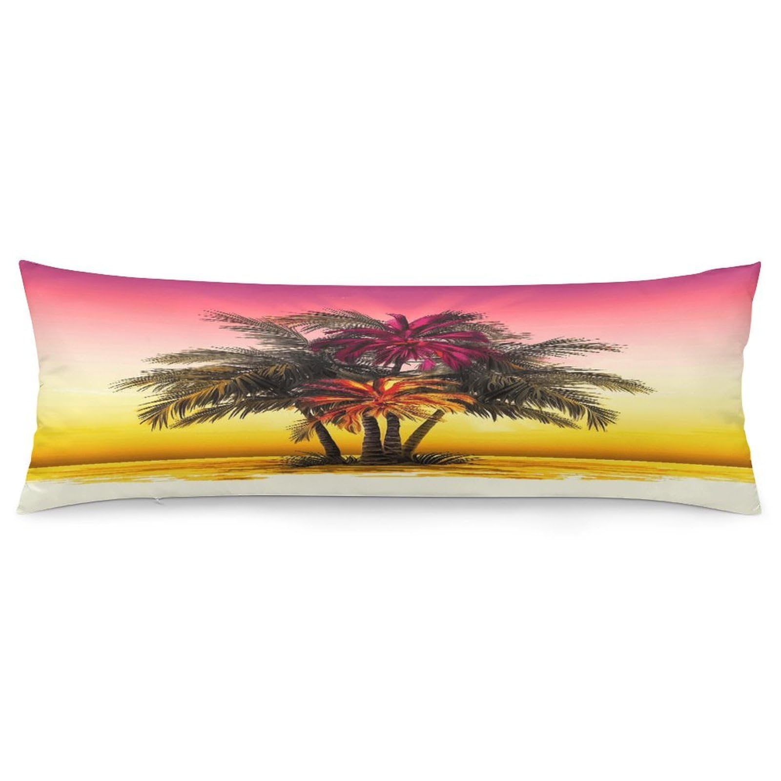 Tropical Flower Palm Tree Body Pillow Cover Soft Full Long Pillow Cover Decorative Large Pillow Case Cozy Body Pillow Pillowcase Pillow Shams for Bed Sofa Couch Room Decor 18.9 X 53 Inch