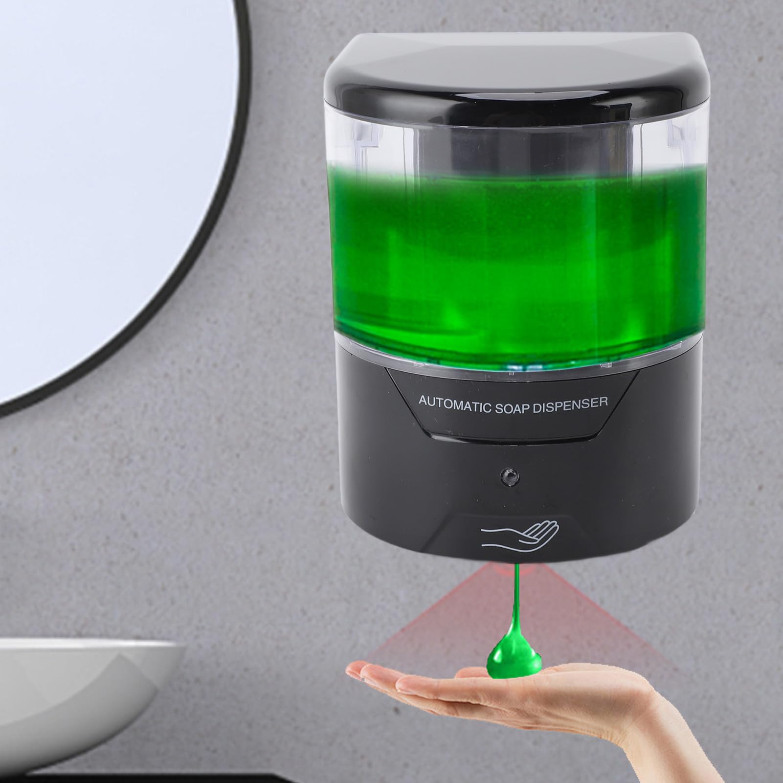 Dispensador de jabón de Pared, 600 ml, automático, igente, eléctrico y sin Contacto. Incluye depósito para jabón. Ideal para el baño.