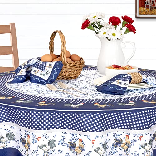 Home-Bargains-Plus-Square-Fabric-Napkins-Set-of-8-Napkins-Blue-Provence-Rooster-Wrinkle-Water-and-Stain-Resistant-Country-Provence-Fabric-Napkins-Farm Home Bargains Plus Square Fabric Napkins Set of 8 Napkins Blue Provence Rooster Wrinkle Water and Stain Resistant Country Provence Fabric Napkins Farm