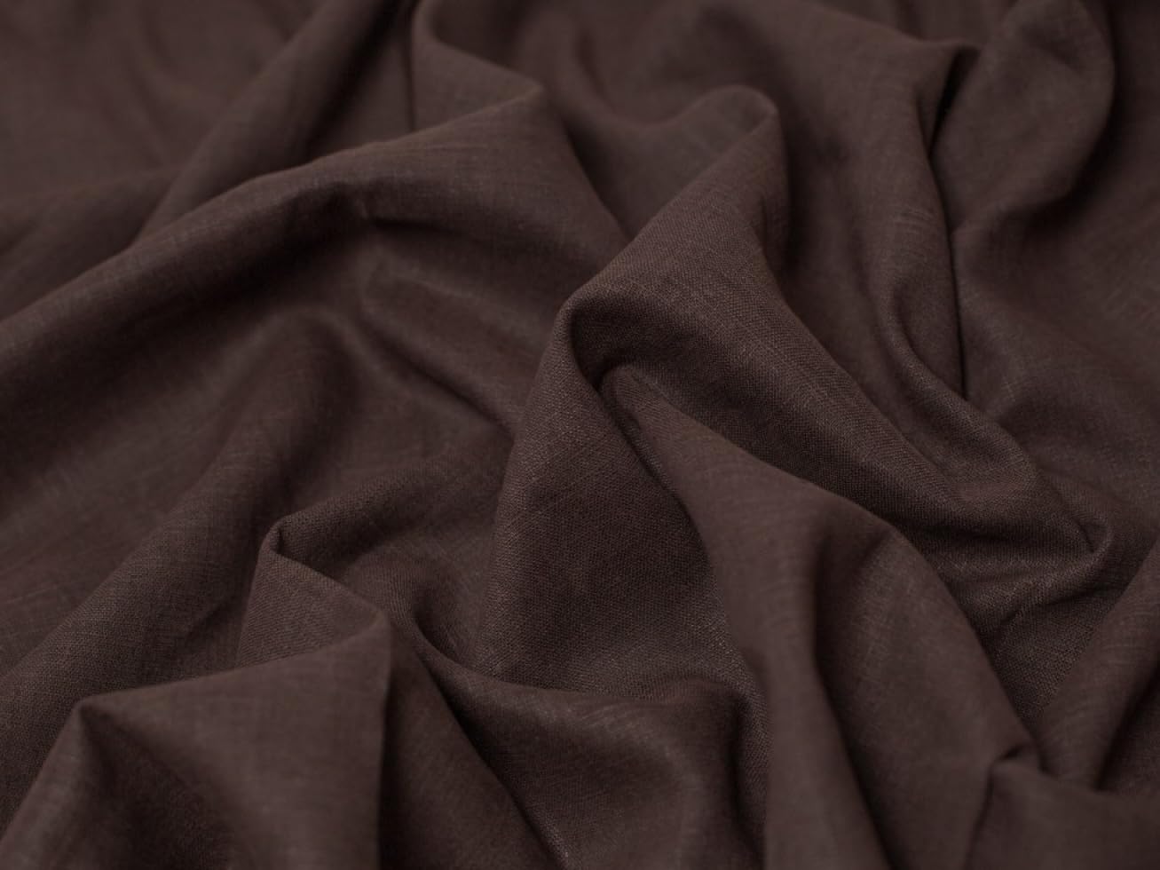 Minerva Dark Brown Slub Textured Linen Fabric - Per Metre