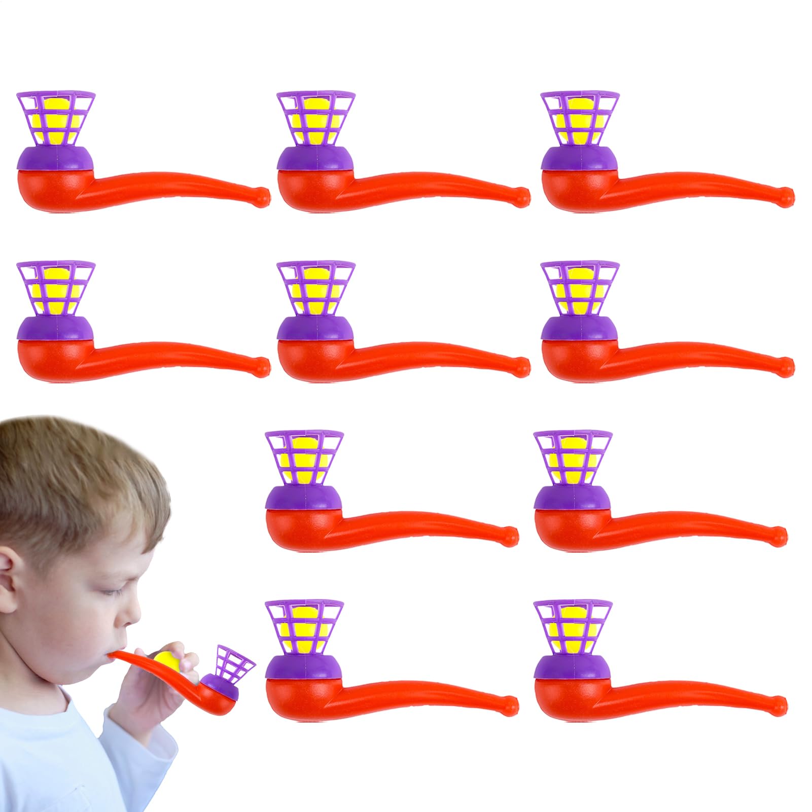 Palline soffianti per Il Controllo della respirazione - Confezione da 10 con cannucce, Gioco di di bilanciamento della destrezza, Giocattolo affidabile per alleviare la consapevolezza e l'ansia