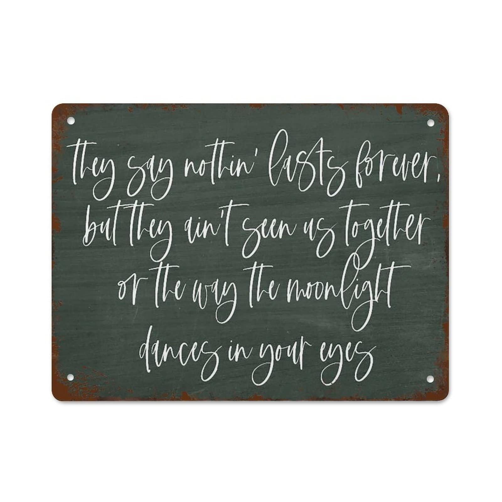 ZDVHOMCB Always & Forever Romantic Metal Sign Vintage Tin Plaque with Love Quote for Couples Bedroom Living Room Wall Decor 8 X 12 Inch