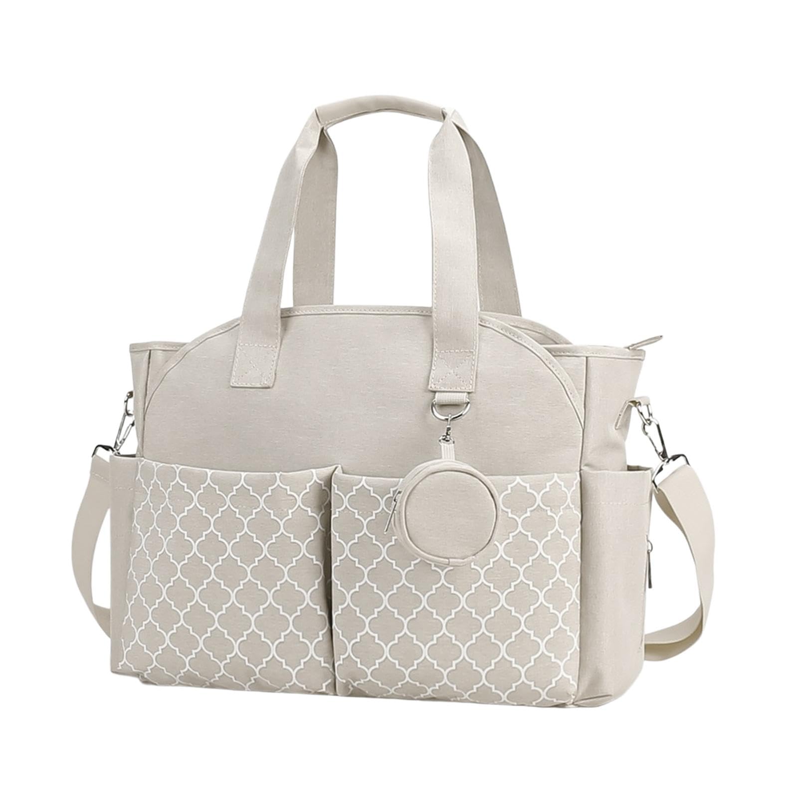 Sharplace Bolsa de Pañales, Bolso de Mano, Bolsa de Pañales, Multifuncional, Gran Capacidad, Ligera, para Mamá, Organizador de Almacenamiento para Mamá, en, Blanco Beige