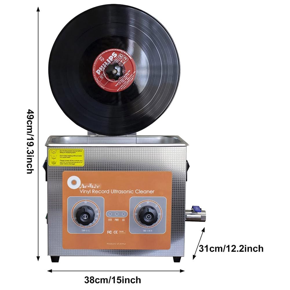 Limpiador ultrasónico de discos de vinilo de 4 litros, lavadora de discos de 12 pulgadas, rejilla de secado para limpiador de discos ultrasónico de 140 W, máquina de limpieza para lavado de discos