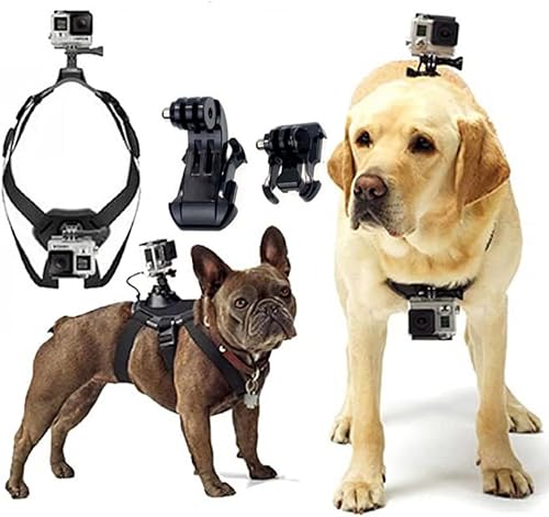 Miniatura 10 de Weiara Arnés para perro Gopro, suave y ajustable para perros grandes, medianos y pequeños, se puede utilizar para fijación de pecho y espalda,