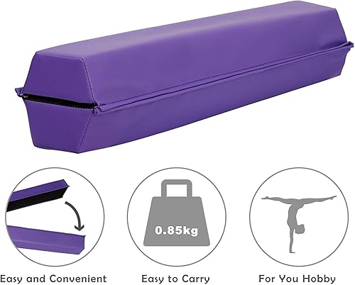 Miniatura 4 de Oteymart 6FT9FT Balance Beam Folding Gymnastics Beam Extra Firm Foam Anti-Slip Bottom Equipment for Floor Home Training, Kids, Adults
