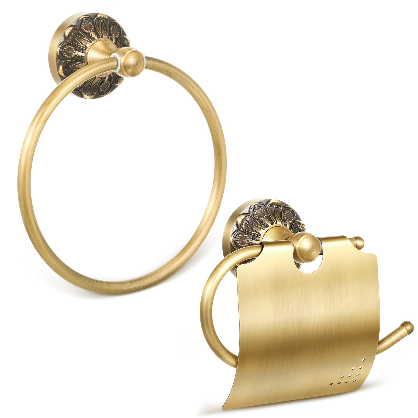 2 Pcs Toilet Paper Holder Towel Ring, Brass, Rectangle — Amazon image 9