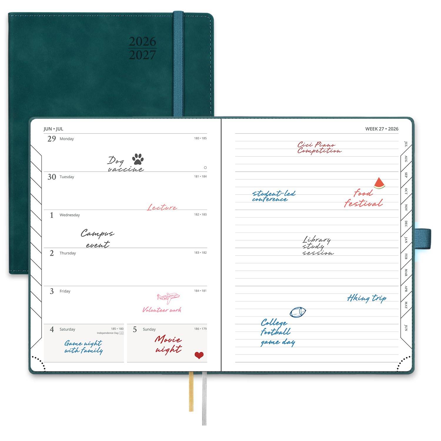 POPRUN Weekly Planner 2026-2027 (Medium 6.5''x 8.5'') Calendar Notebook — image 1
