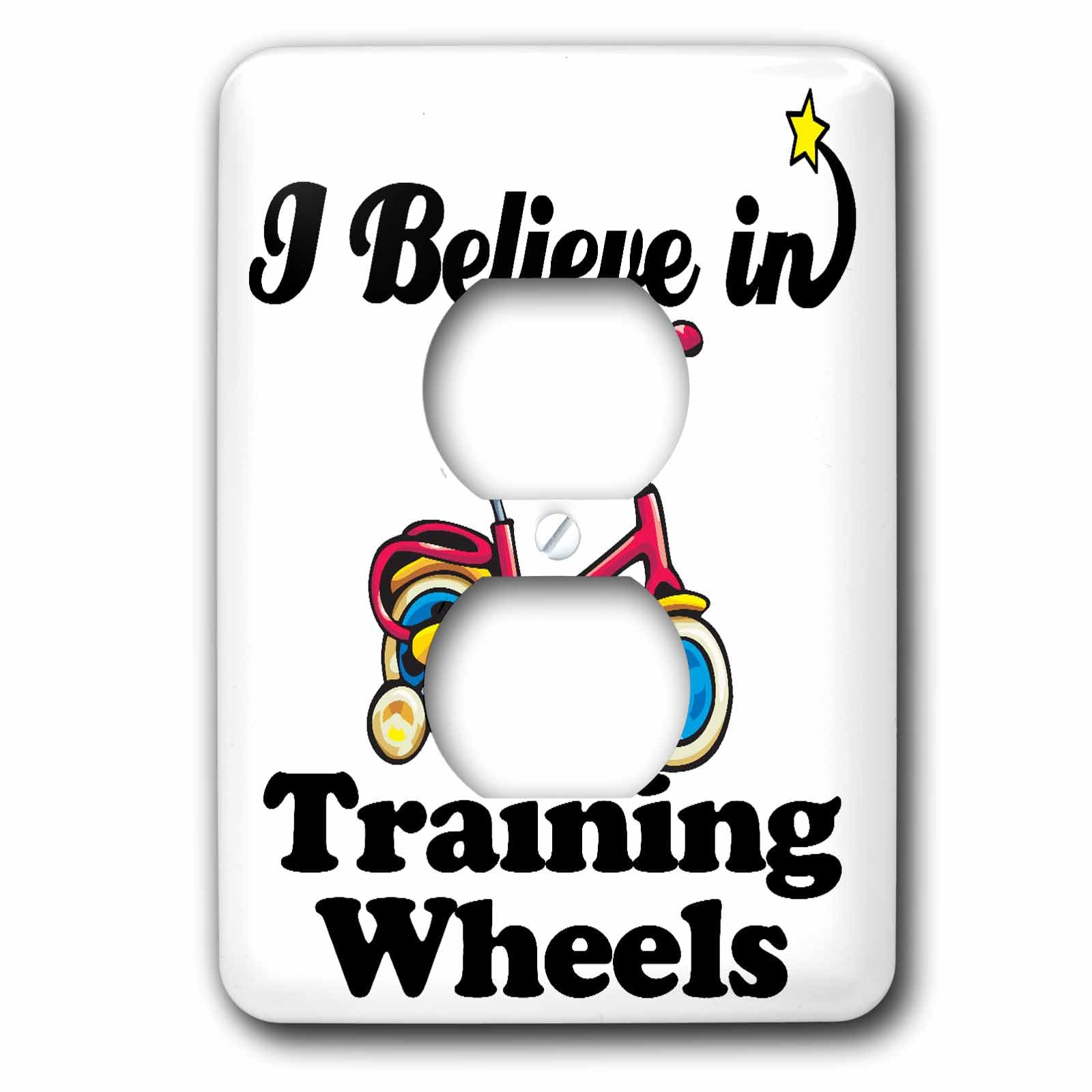 Couvercle de prise 2 prises I Believe in Training Wheels interrupteur multicolore 3dRose