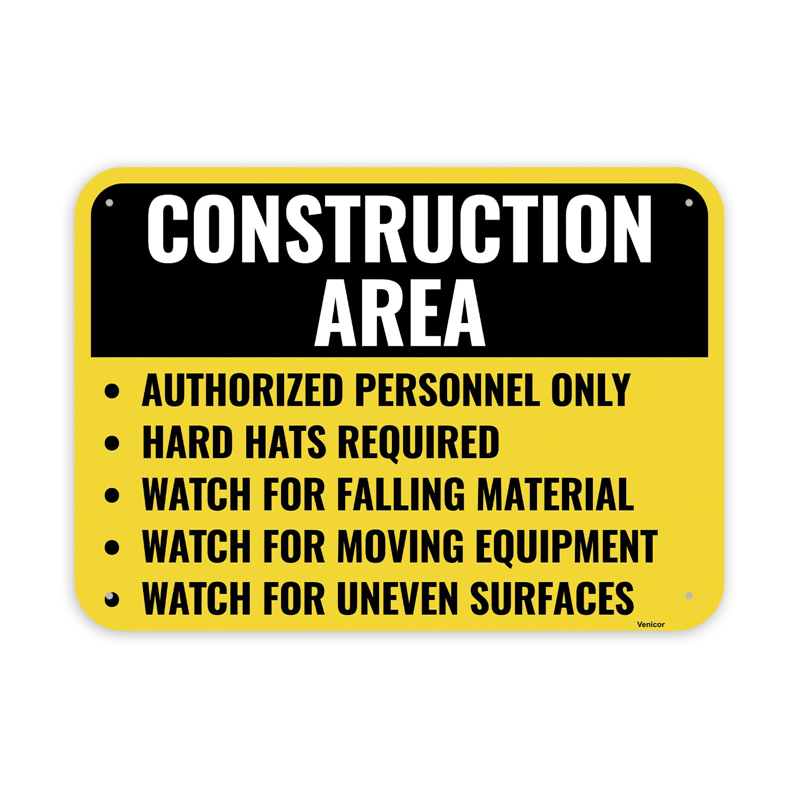 Under Construction Aluminum Sign, Jobsite Danger Warning Plaque, 12x8 Inch