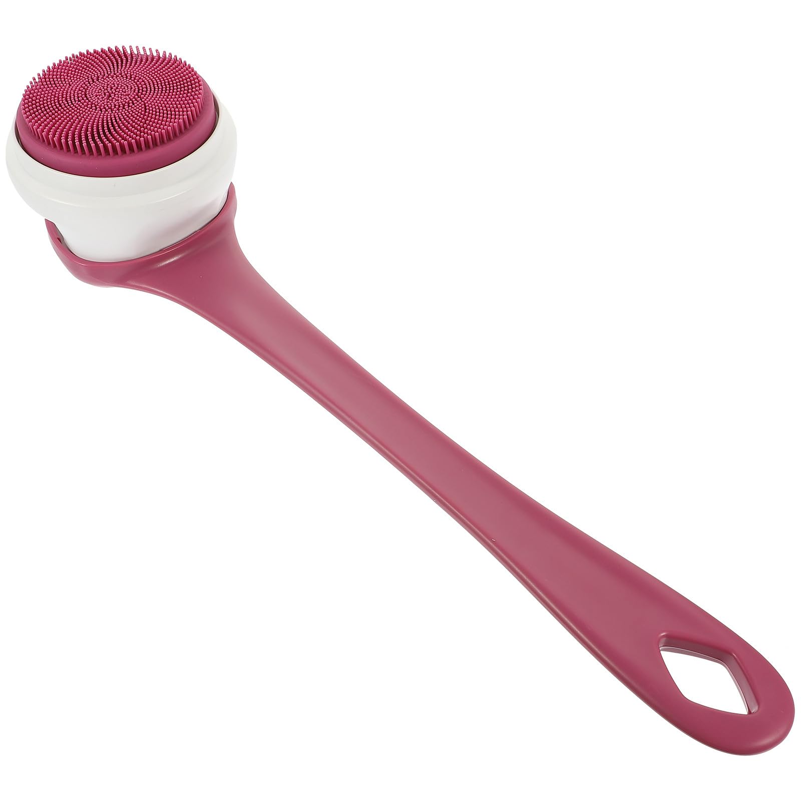 Operitacx Cepillo de Ducha Eléctrico Cabezales de Silicona para Exfoliación y Masaje Corporal, Mango Largo Morado, Depurador Corporal para Baño y Cuidado Personal