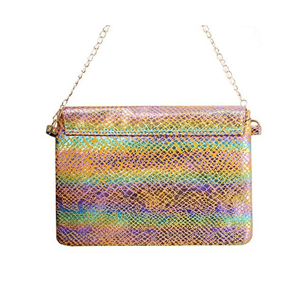 Van Caro Women’s Faux Leather Snake Envelope Clutch Handbag Chain Bag - Image 6