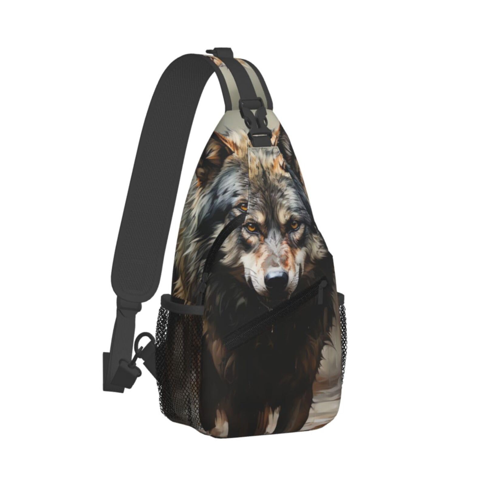 Pmqagnksmq Unisex Wolf Pack Crossbody Bag For Women Men Chest Bag Crossbody Sling Bag Adjustable Shoulder Bag, One Size, Sling Backpacks