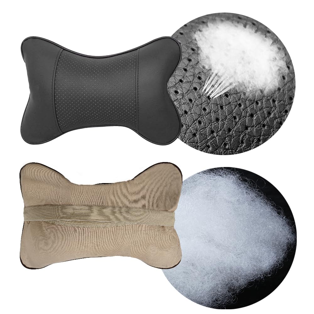 2PCS Car Headrest Pillow, Soft Comfortable Vehicle Neck Pillow Cushion, Automotive Interior Head Rest Pad Accessories for Driving Fatigue Relief, Universal for SUV, Sedan, Truck