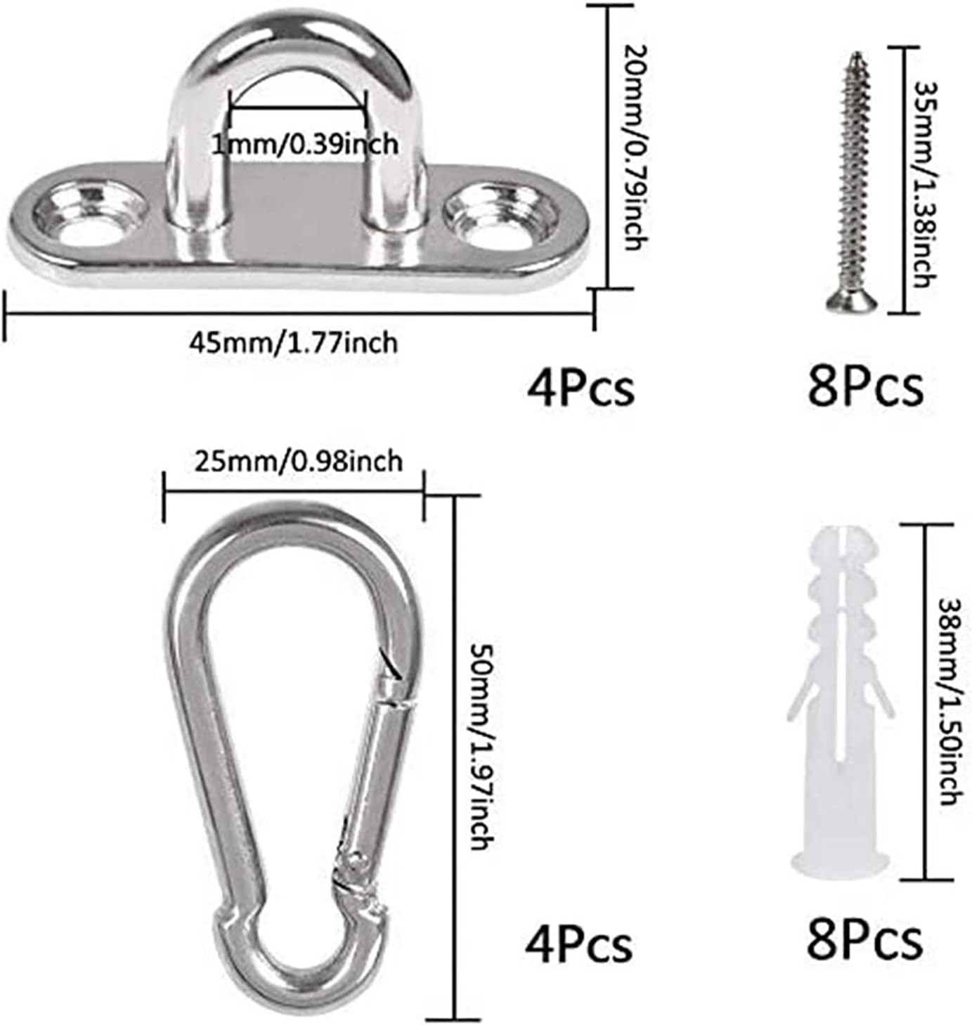 ステンレスアイプレート - オーバル ステンレス マリン フック - 4 個のネジマウントフックタフネス天井 &amp; 壁マウント