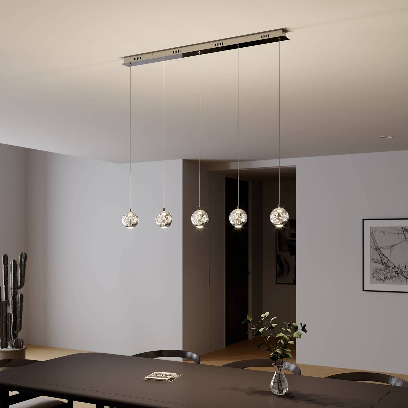Lucande Ceiling Light Hayley (Modern) in Clear Made of Glass for e.g. Living Room & Dining (5 Light Sources,) from Pendant Lighting, lamp Hanging Ceiling
