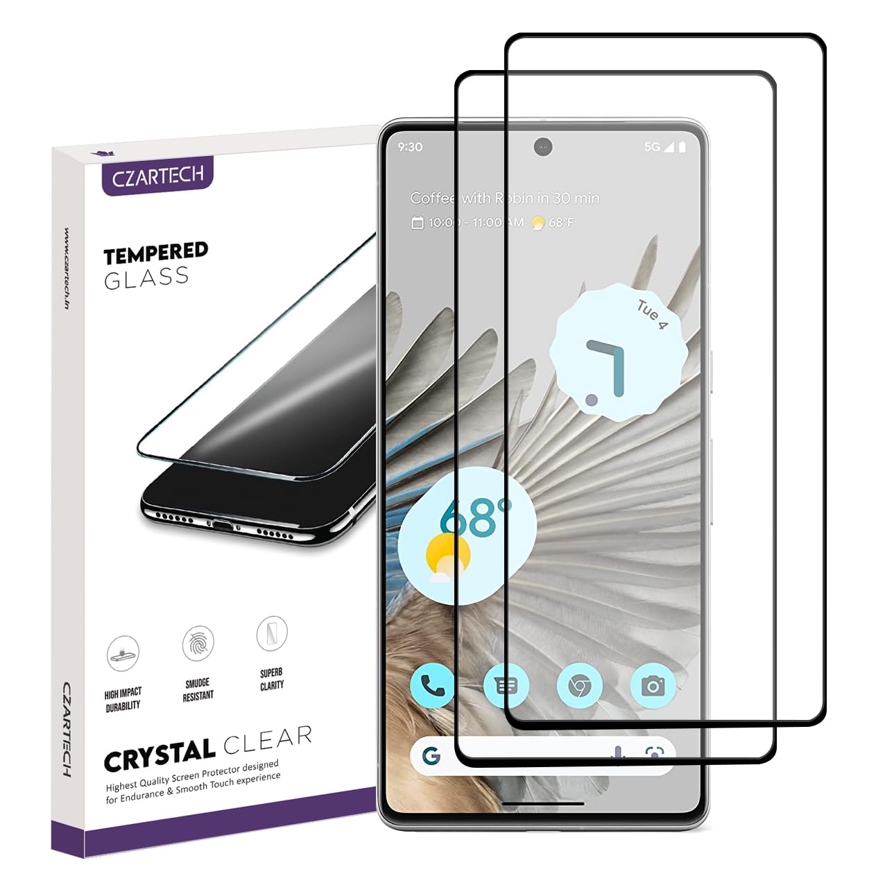 Tempered Glass Screen Protector Compatible for Google Pixel 7 with Edge to Edge HD Full Coverage and Easy Installation Kit (Pack of 2)