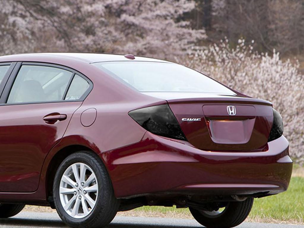 Rvinyl Tail Light Tint Covers Compatible with Honda Civic 2012-2012 (Sedan) - Matte Smoke
