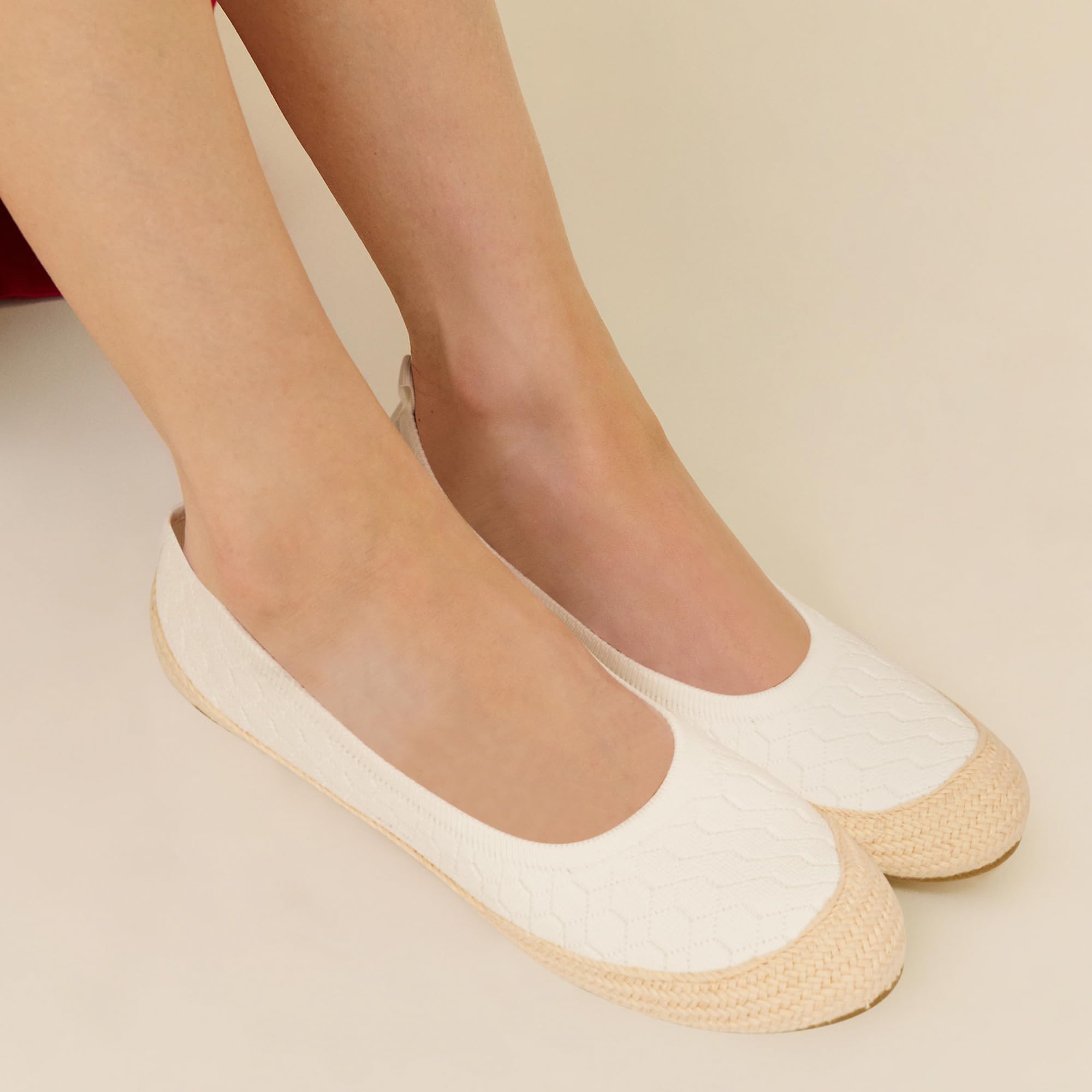 GLAMORA Bailarinas Mujer Punto Transpirable Manoletinas Cómodas Zapatos Planos Verano Suela Efecto Esparto Flexibles Ligeras Calzado Mujer Ajuste Elástico Puntera Redonda