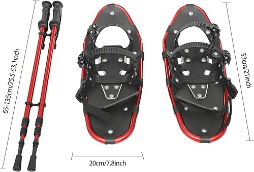 Miniatura 3 de Juego de raquetas de nieve de invierno, zapatos de nieve ajustables, bastones de senderismo y bolsa de transporte, zapatos deportivos casuales para