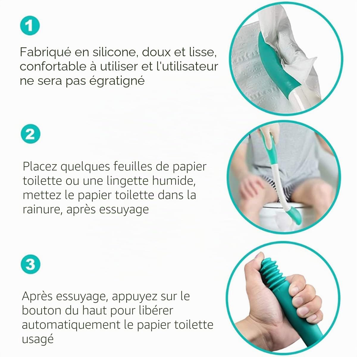 Essuie Fesse Aide aux Toilettes Pinces pour papier toilette - Easy Wipe Aide - Poignée longue portée facile à utiliser Aides à La Toilette Outils Les Personnes âgées et Femme Enceinte