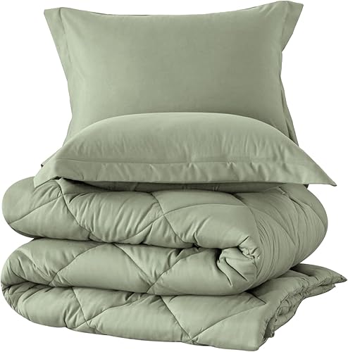 Miniatura 7 de Juego de edredón de tamaño individual con 1 funda de almohada, edredón de cama alternativo al plumón para todas las estaciones, ligero, lavable a