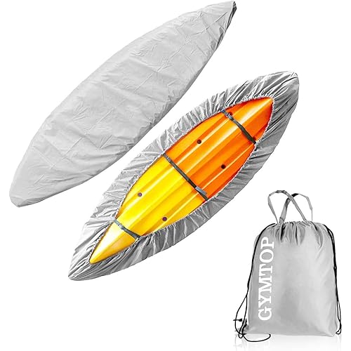 7.8-18ft Waterproof Kayak Canoe Cover-Storage Dust Cover UV Protection Sunblock Shield for Fishing Boat /Kayak / Canoe 7 Sizes [Choose Color] (Silver(Upgraded), Suitable for 13.8-15ft Kayak)
