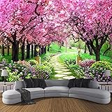 Cherry Blossom Tree Wall Mural, Garden Wallpapers 3D Space Decor Paintings, Removable Wallpaper Peel and Stick, Self Adhesive Wallpaper for Bedroom Living Room -177'W X 118'H