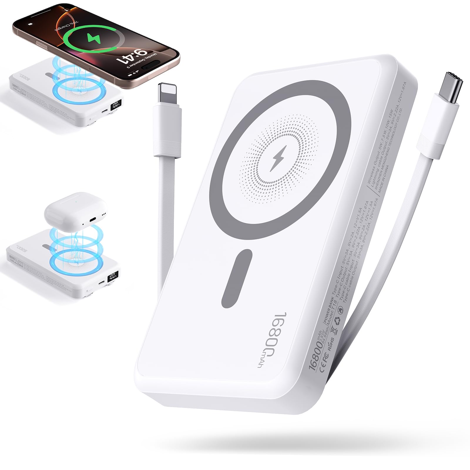 Amazon.com: 2026 Magnetic Wireless Power Bank, 16800mAh Portable