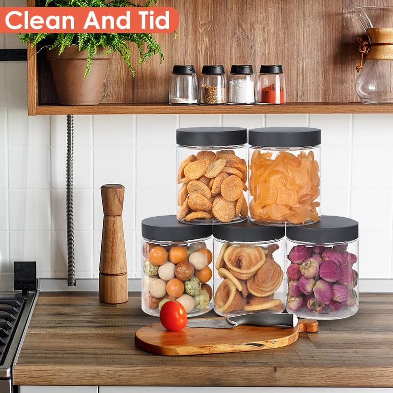 Miniatura 4 de 48 recipientes de plástico de 8 onzas con tapas y etiquetas, a prueba de fugas, sin BPA, herméticos, rellenables, transparentes, pequeños