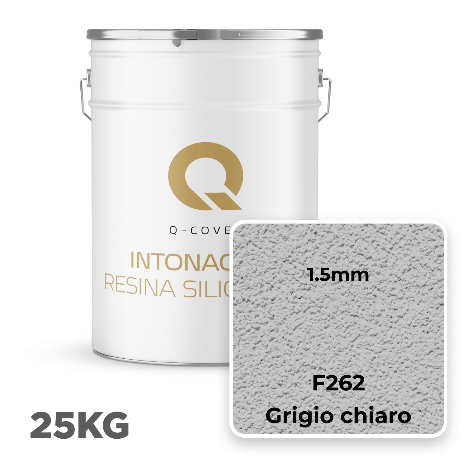 Intonaco a resina siliconica 25 KG 1,5 mm Grigio chiaro | Intonaco siliconico per facciate | Rivestimento strutturale pronto all’uso | Esterni, pareti e soffitti