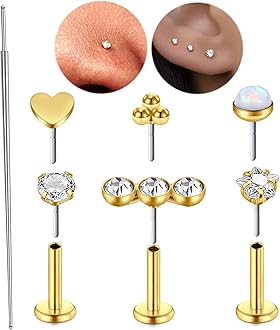 QWALIT Piercing Taper Threadless Insertion Tool - Titanium Labret Pin 16g, 18g, 20g