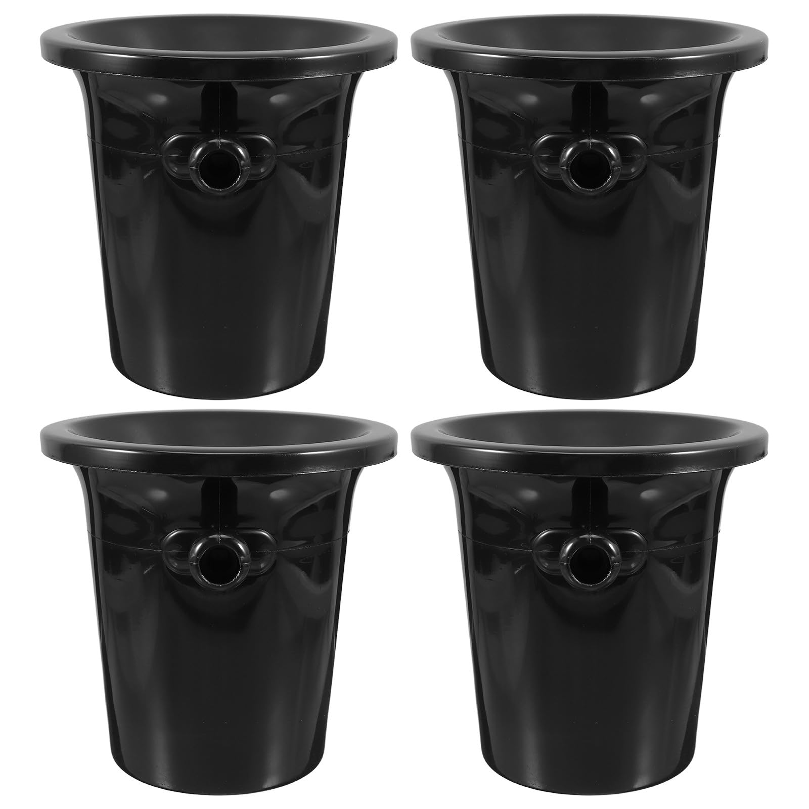 Crachoirs à Vin Style Élégant Lot de 4 Ronds Noirs en Plastique Double Oreilles, Seaux à Glace pour Dégustation de Vin en Cave ou Bar