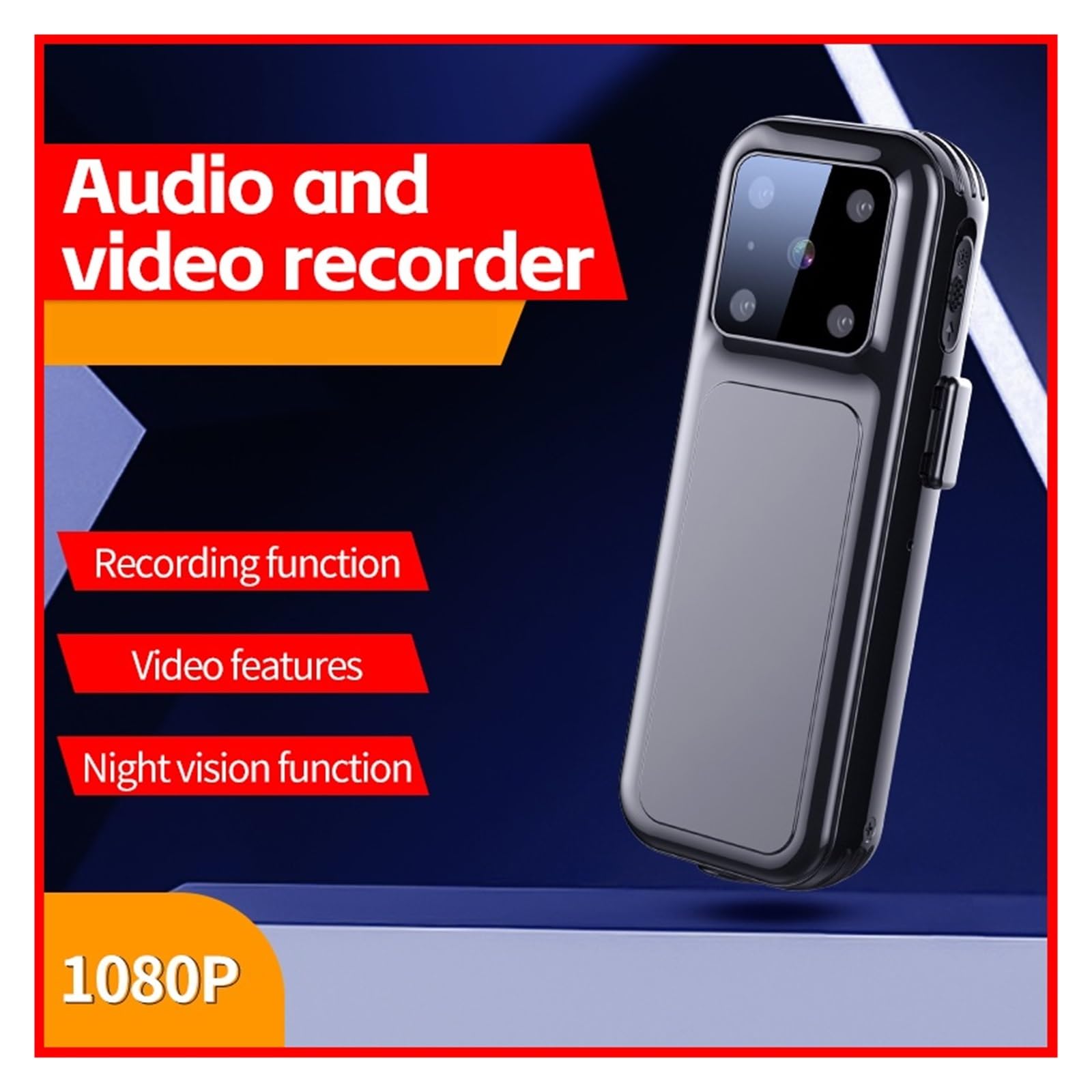 Kamera Sportowa HD Mini Kamera Noktowizyjna Wideo Dyktafon Kamera Na Deskę Rozdzielczą DVR Kask Rowerowy Magnes Ssący Klips Z Tyłu Przejrzystość Precyzja(Built-in 8G)