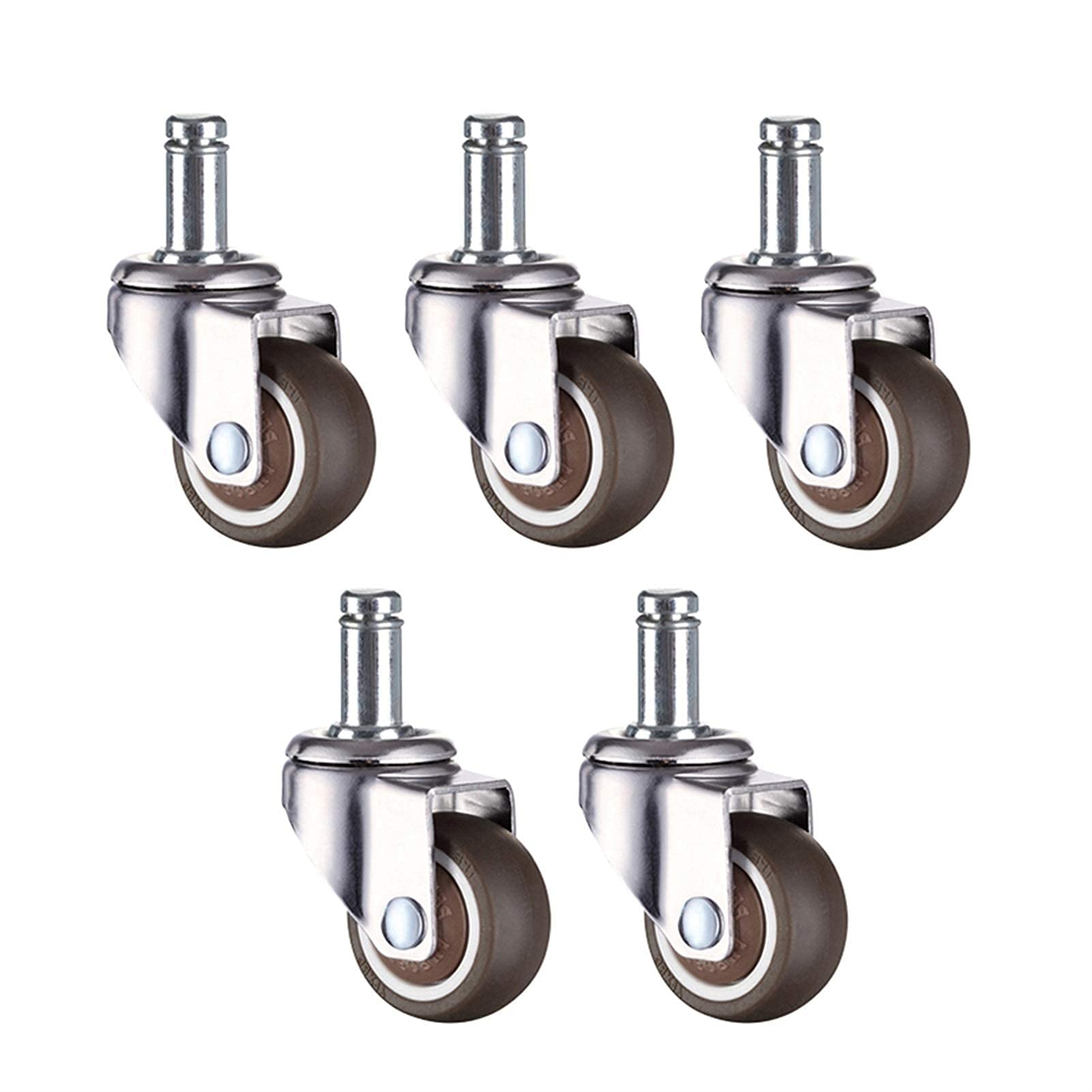Ruedas para silla de oficina, 5 unidades, ruedas giratorias de goma de acero inoxidable de 1.5 pulgadas, silenciosas y universales