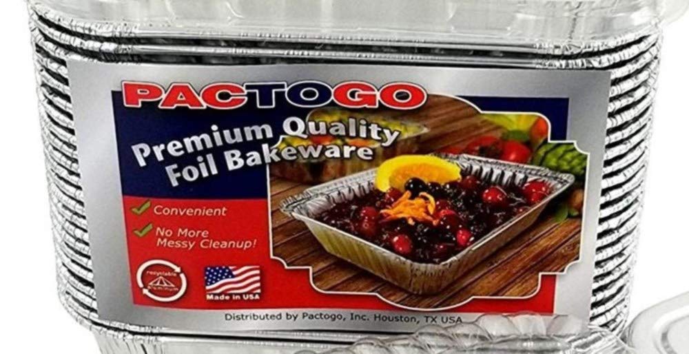 PACTOGO Mini moldes desechables de papel de aluminio con tapas transparentes de cúpula baja (paquete de 100 juegos)
