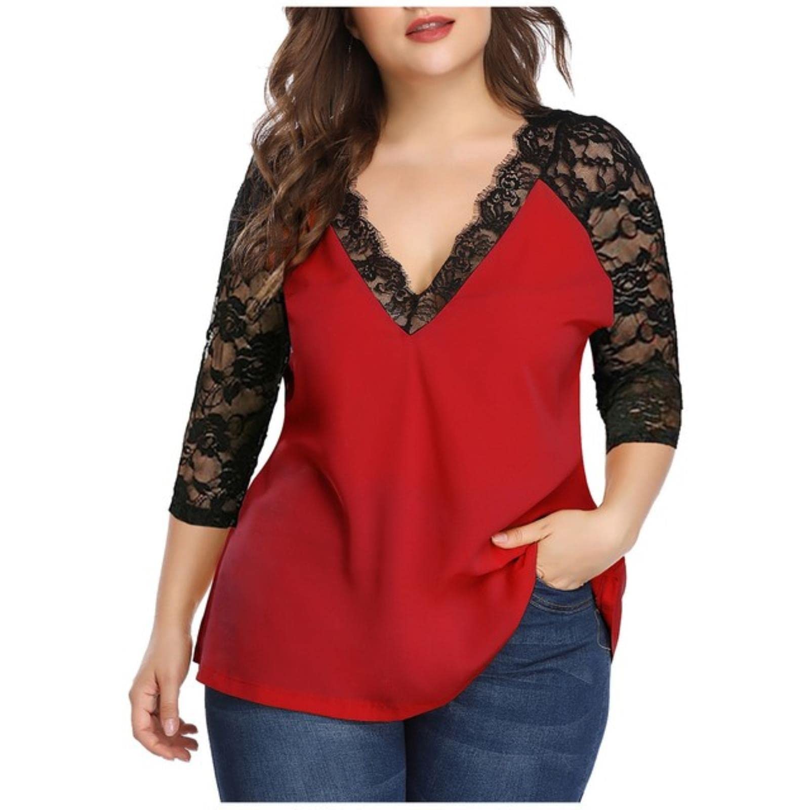 blusa roja talla grande