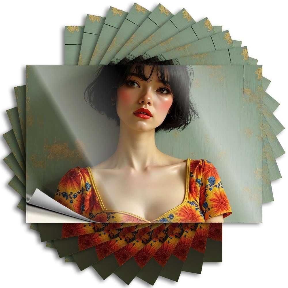Floral Dress with Vibrant Sunflowers. Decal Vintage Outdoor Decor Self Adhesive | Bookish Door Vinyl Sticker Pack for Sand(8X12CM)