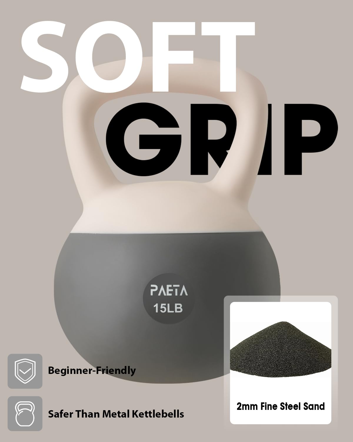 PAETA Weiche Kugelhantel für Heimfitness – rutschfester Griff & breiter Griff, weiches Kugelhantel-Set, sanfter bodenschonender Aufprall – 4,5 kg, 6,8 kg, 9 kg, für funktionelles Training zu Hause